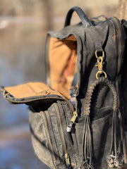 Limited Edition- Waxed Canvas Backwater Backpack- Black/Gold