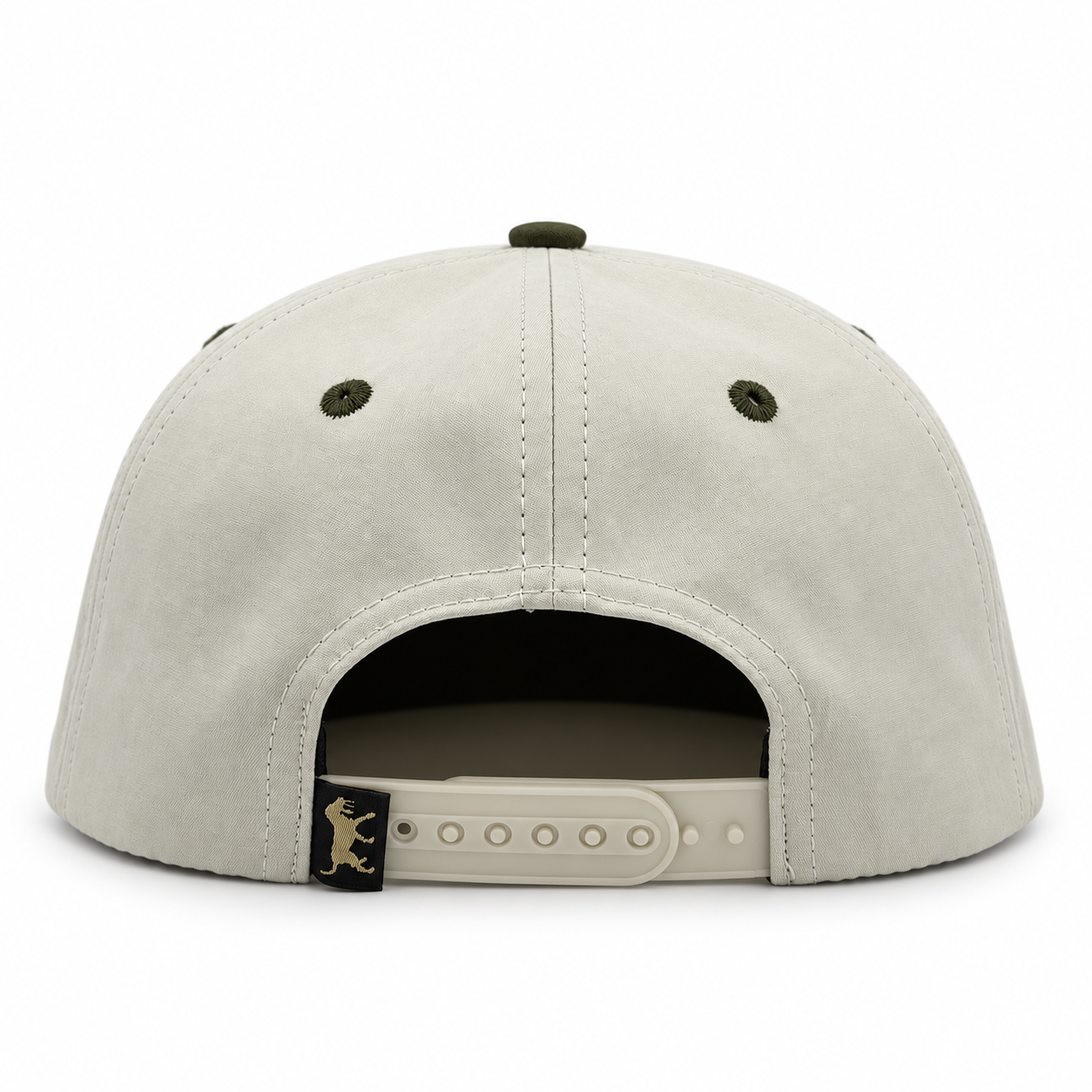 Side view of the Cream Weekender Rope Hat showing its unstructured mid-pro fit