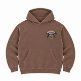 Back Down South Faded Tobacco Fleece Hoodie, front view with left chest dog logo