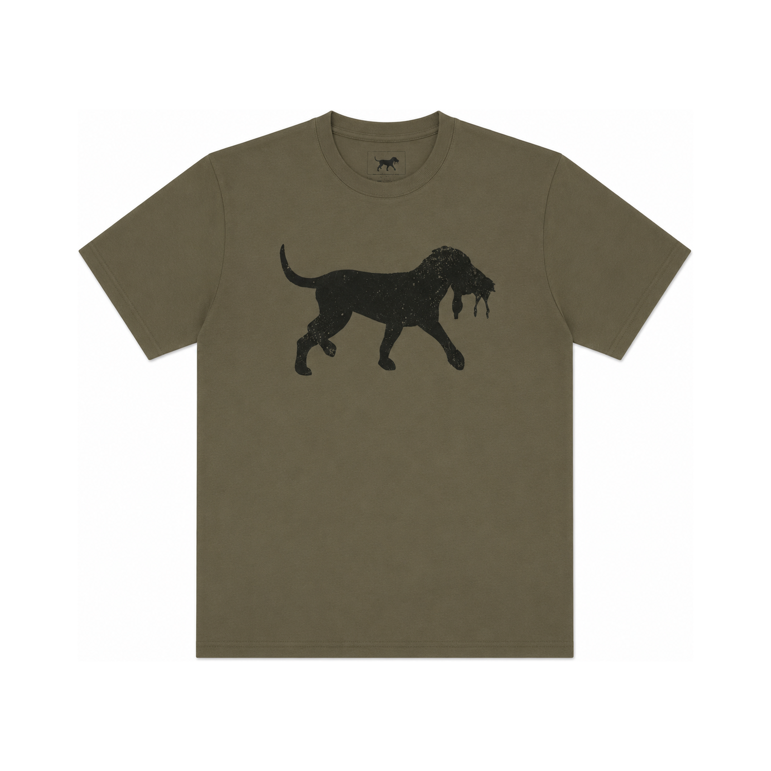 Distressed Logo Short Sleeve Tee - Moss, front view