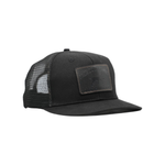 Waxed Pursuit Trucker Hat - Leather Patch Black, front view
