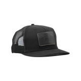 Waxed Pursuit Trucker Hat - Leather Patch Black, front view