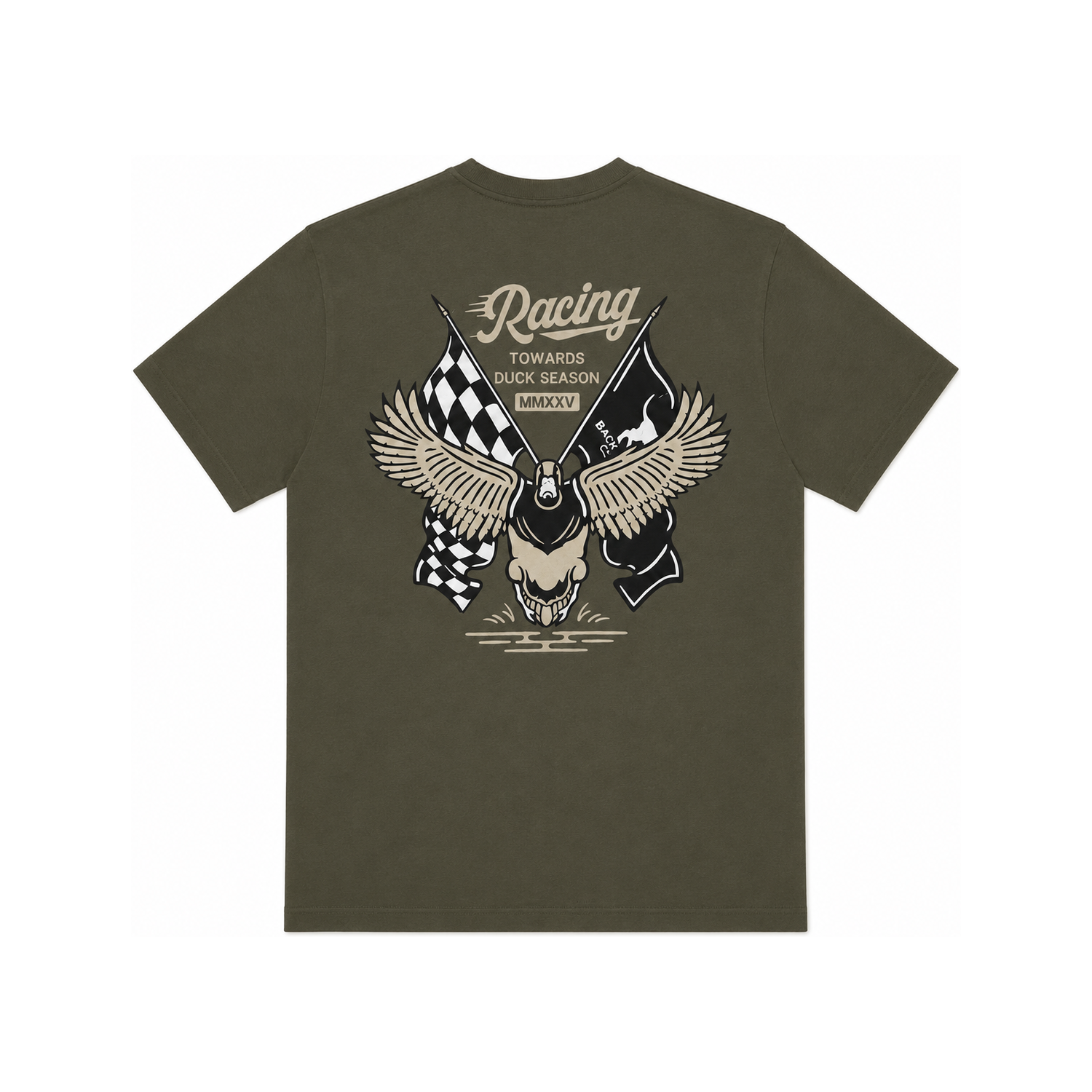Racing Towards Duck Season Short Sleeve Tee - Moss, front view