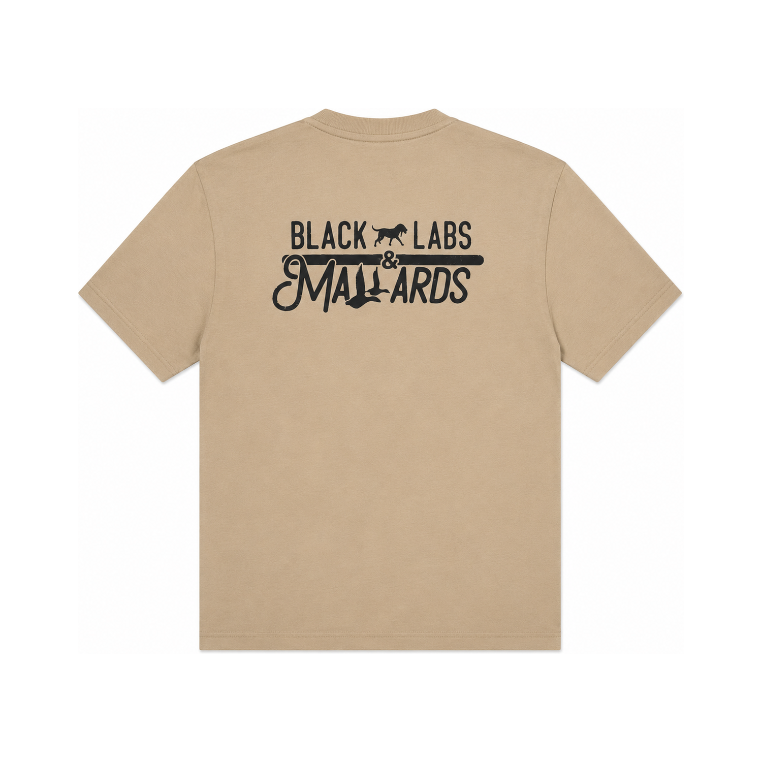 Black Labs and Mallards Short Sleeve Tee - Latte, front view