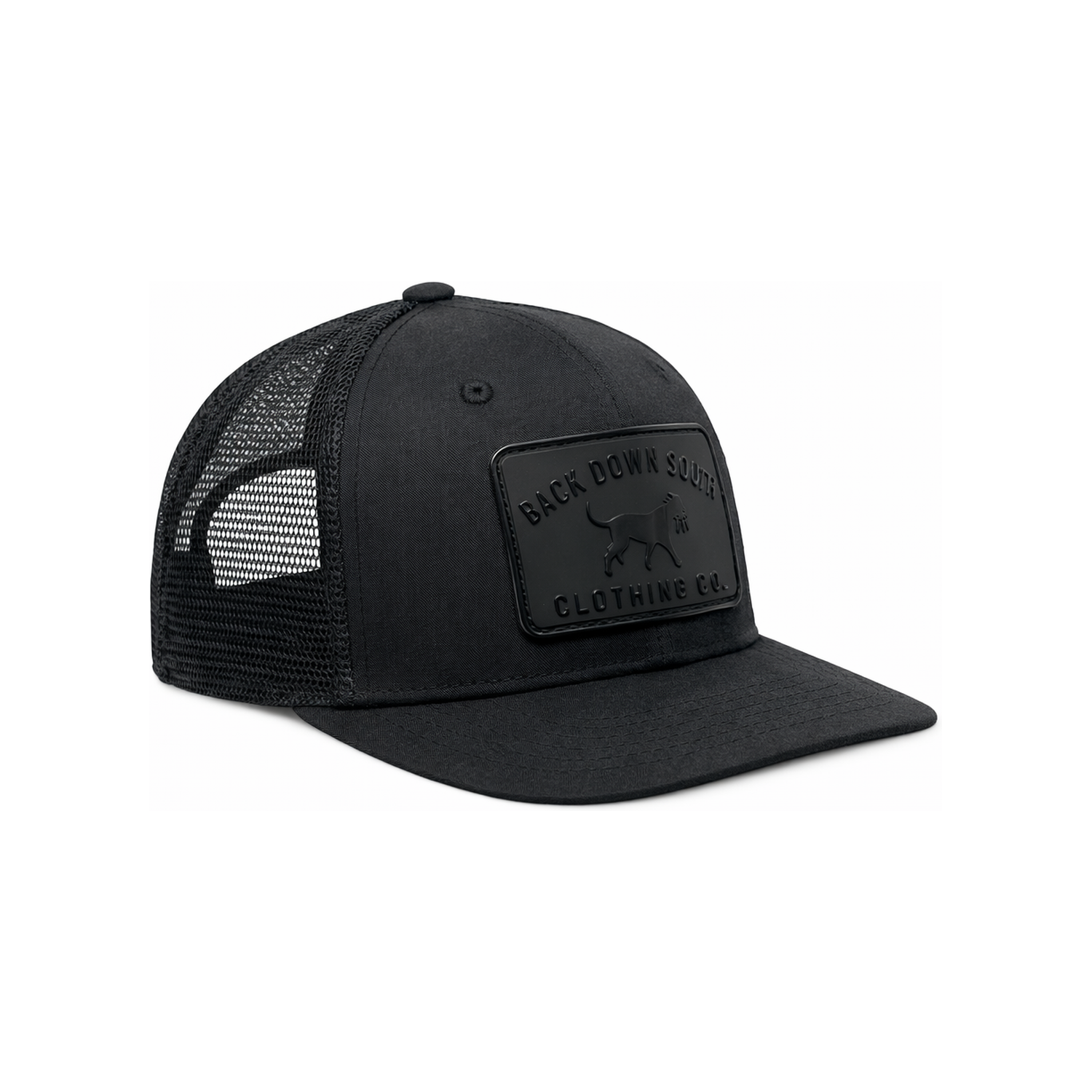 Waxed Pursuit Trucker Hat - Black Matte, front view