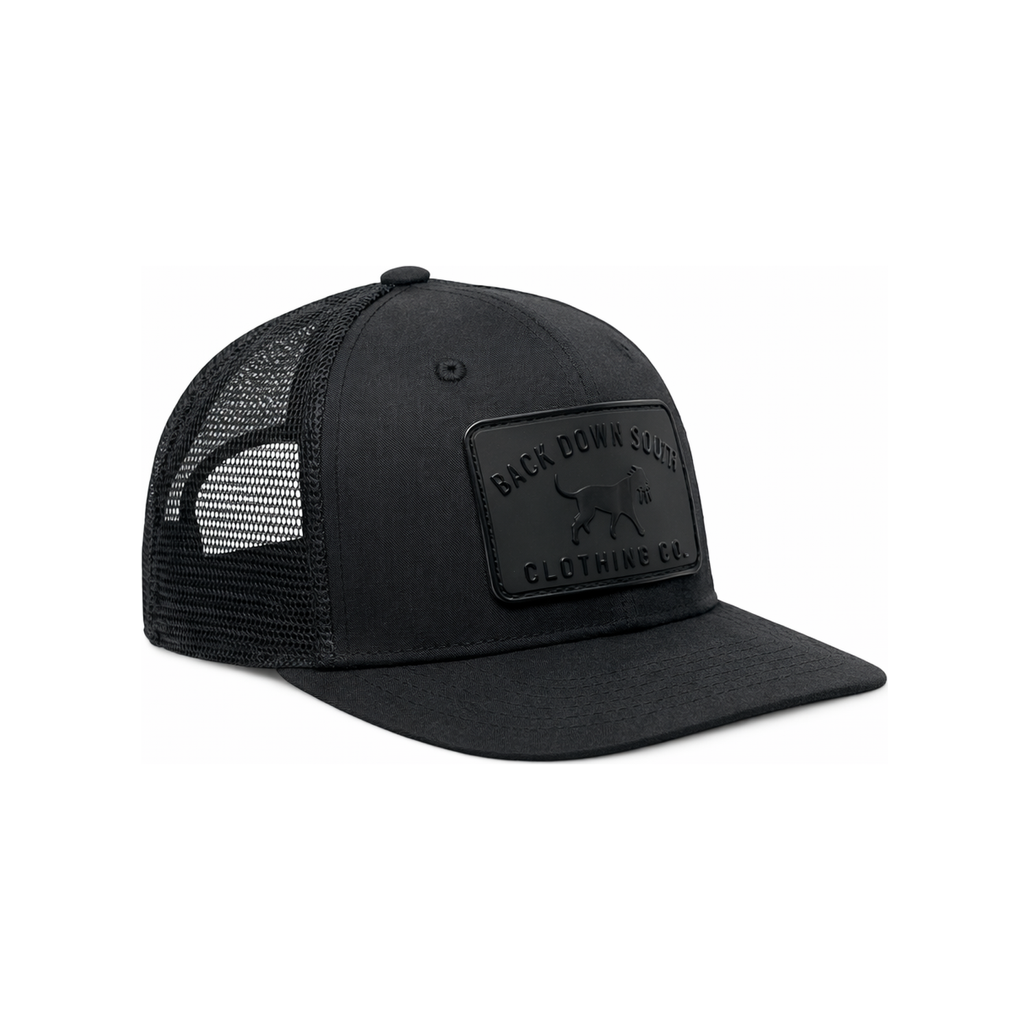 Waxed Pursuit Trucker Hat - Black Matte, front view