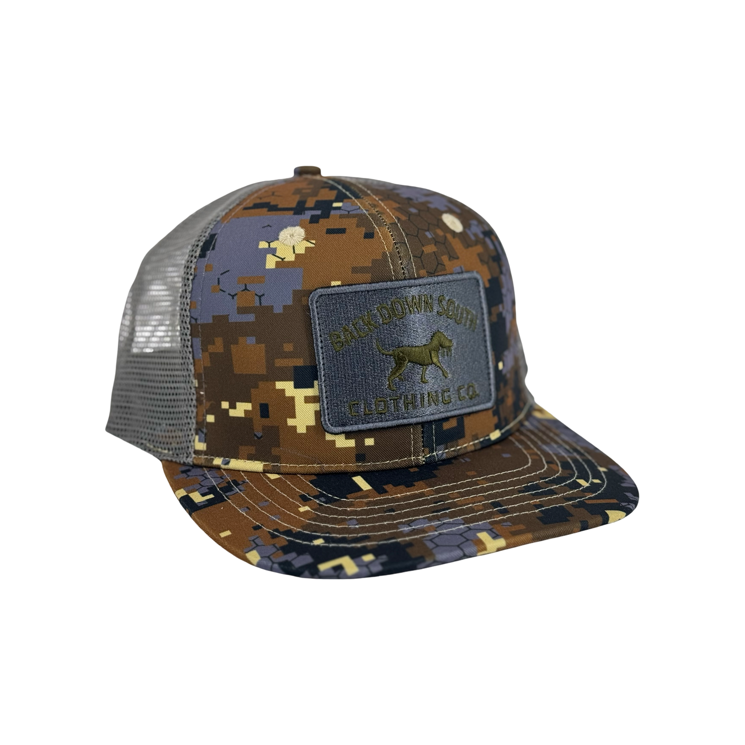 Pursuit Trucker Hat - Gray Camo, front view