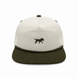 Cream Weekender Rope Hat with 3D embroidered logo and camo under-brim snapback closure