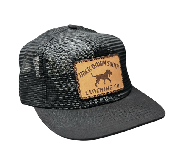 Black -All Mesh Trucker - Leather Patch