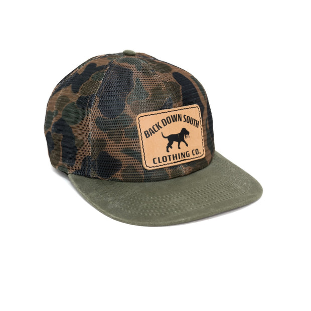 All Mesh Camo  - Waxed Brim - Leather Patch