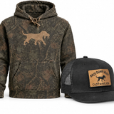 Dark Woods Camo Hoodie with Black & Gold waxed trucker hat bundle - $99