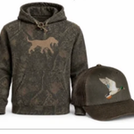Dark Woods Camo Hoodie with Brown Greenhead waxed trucker hat bundle - $99
