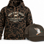 Old School Camo Hoodie with Brown Greenhead waxed trucker hat bundle - $99